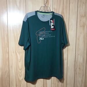 NWT FILA Green & Gray Crew Neck Short Sleeve T-Shirt Men XXL